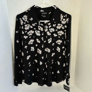 Liz Claiborne Career Blouse Long Sleeve Floral Button Down Size M Women NWT